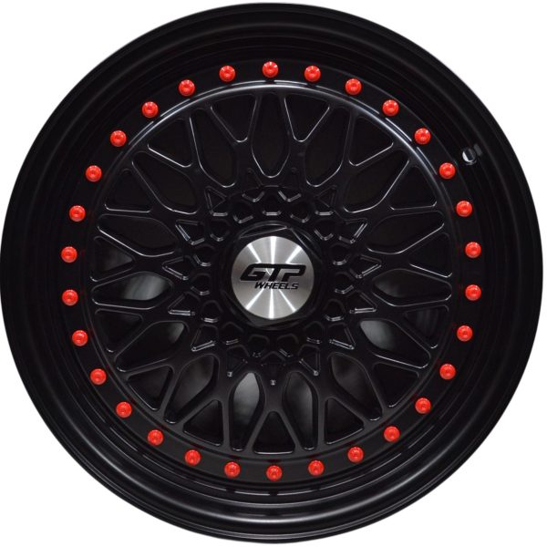 Flow Forming GTP 072 7.0X16 8X100/108 ET35 Matt Full Black Red rivets